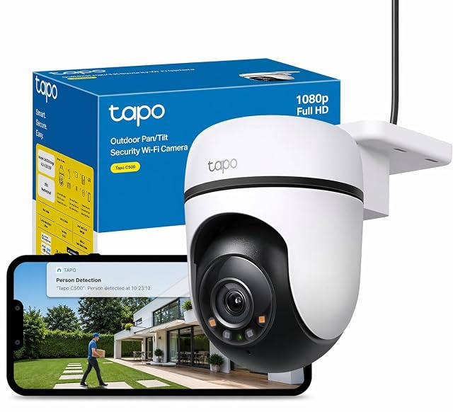 Tapo C500 outdoor pan-and-tilt security camera on its wall bracket